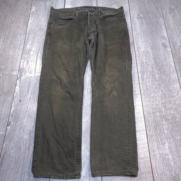 Ralph Lauren Jeans Mens 34x29 Black Label Green Wash Mid Rise Straight Leg Pants - Picture 2 of 8